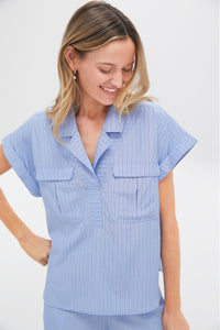 Cornflower Blue Stripe Scottie Shirt