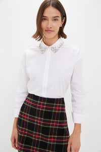 White Embellished Cropped Jasper Button Down