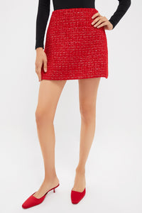 Red & Gold Tweed Tate Mini Skirt