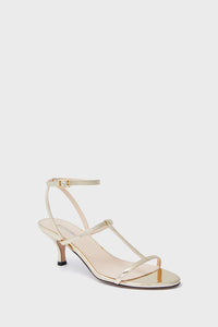 Gold Novie Metallic Patent Kitten Heels