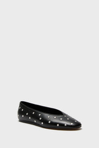 Black Regency Studded Leather Slippers